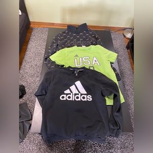 Adidas bundle, men size Large, 2 sweat shirts and t-shirt